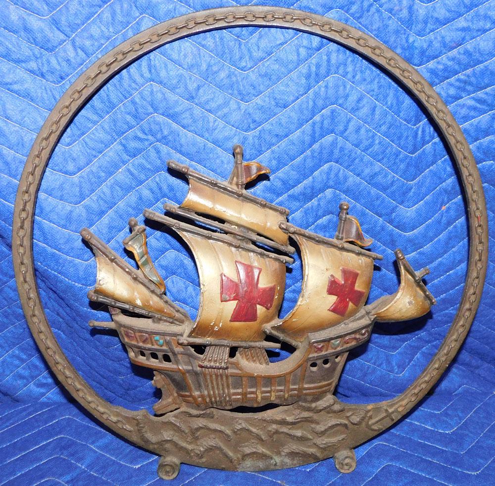 Painted Cast Iron Ship Plaque (1 of 2)