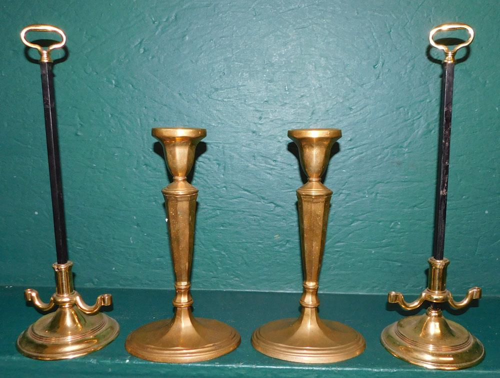 Pair Brass Candlesticks & Pair Brass Stands (1 of 2)