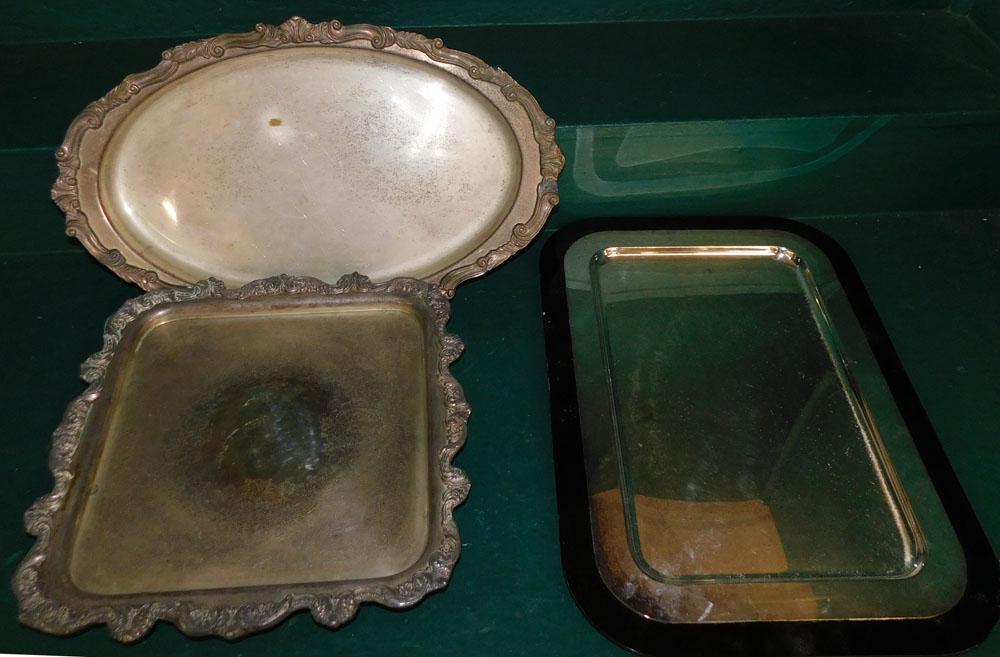 Lot 3 Silver Plate Serving Trays (1 of 5)