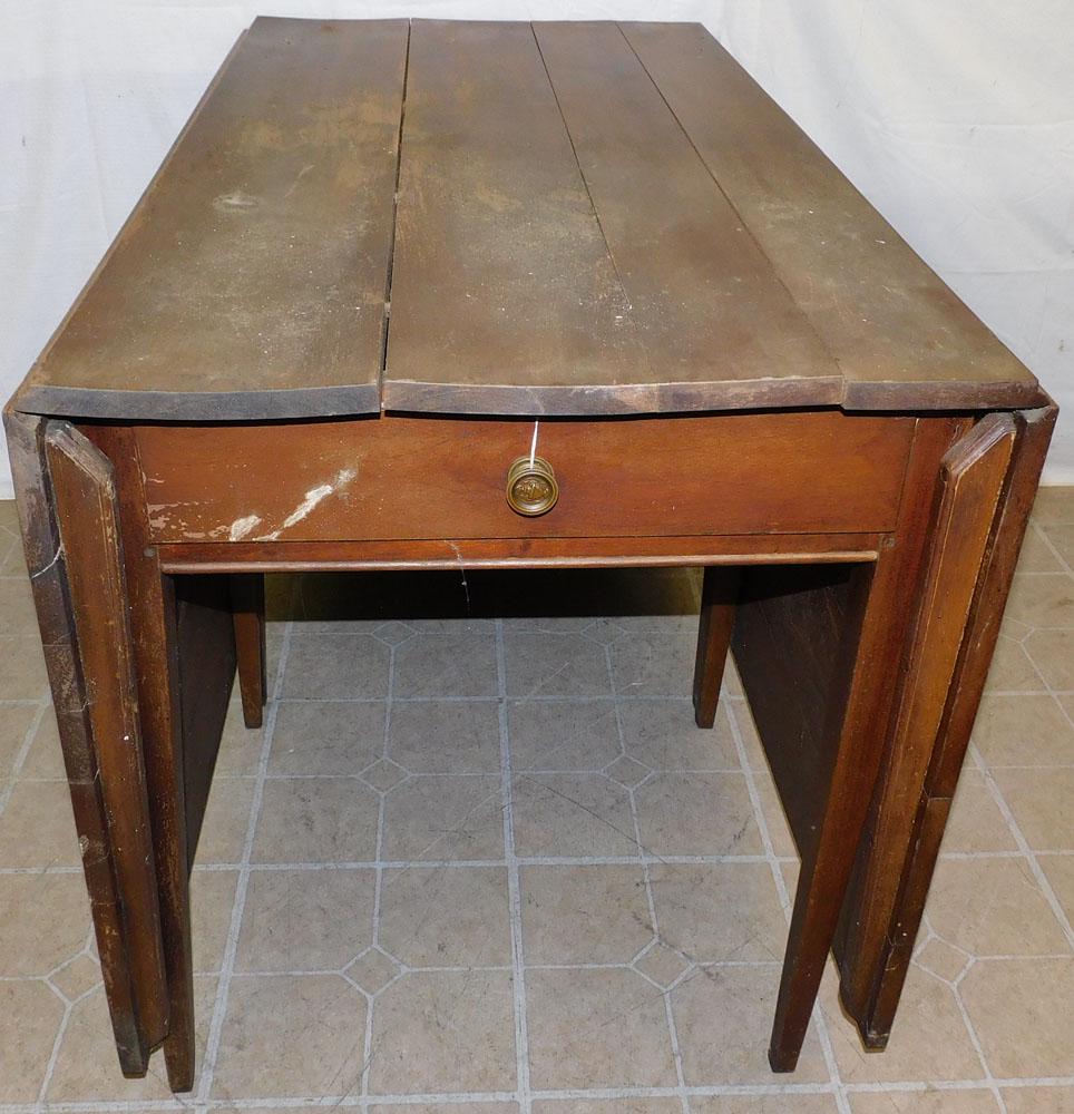 Walnut & Heart Pine Drop Leaf Dining Table (1 of 5)