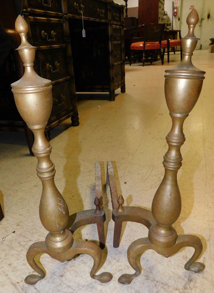 Pair Brass Andirons (1 of 3)