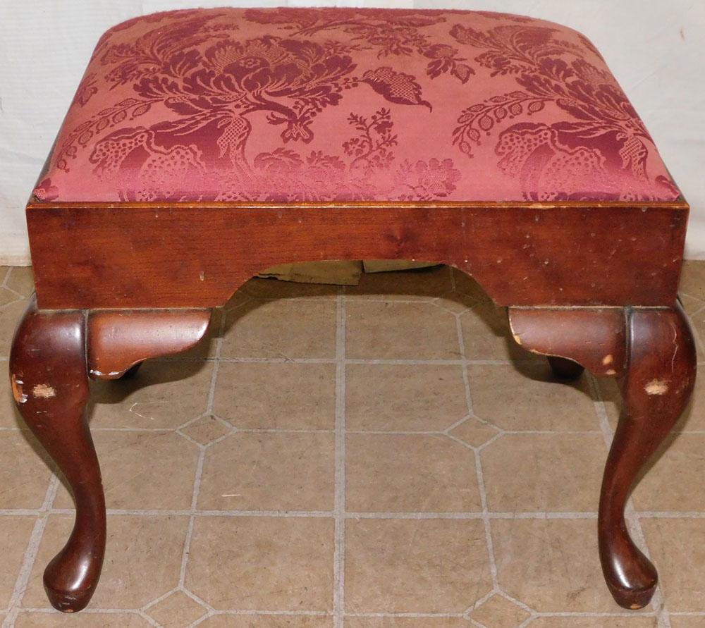 Cherry Queen Ann Style Upholstered Top Stool (1 of 2)