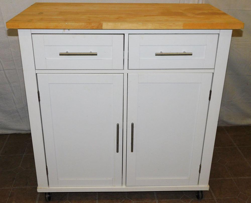 Modern Butcher Block Top Kitchen Cabinet W/ Drop Sides (1 of 4)