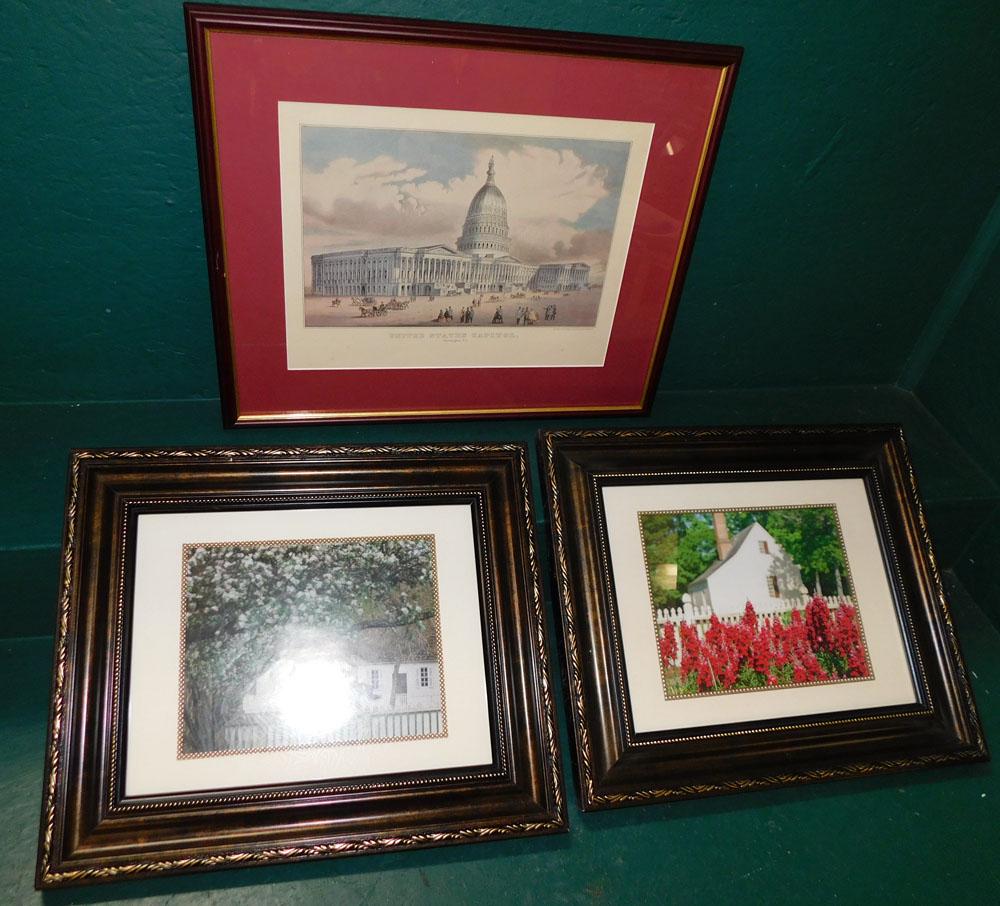 Two Framed Photos & Framed Currier & Ives Of US Capitol (1 of 8)