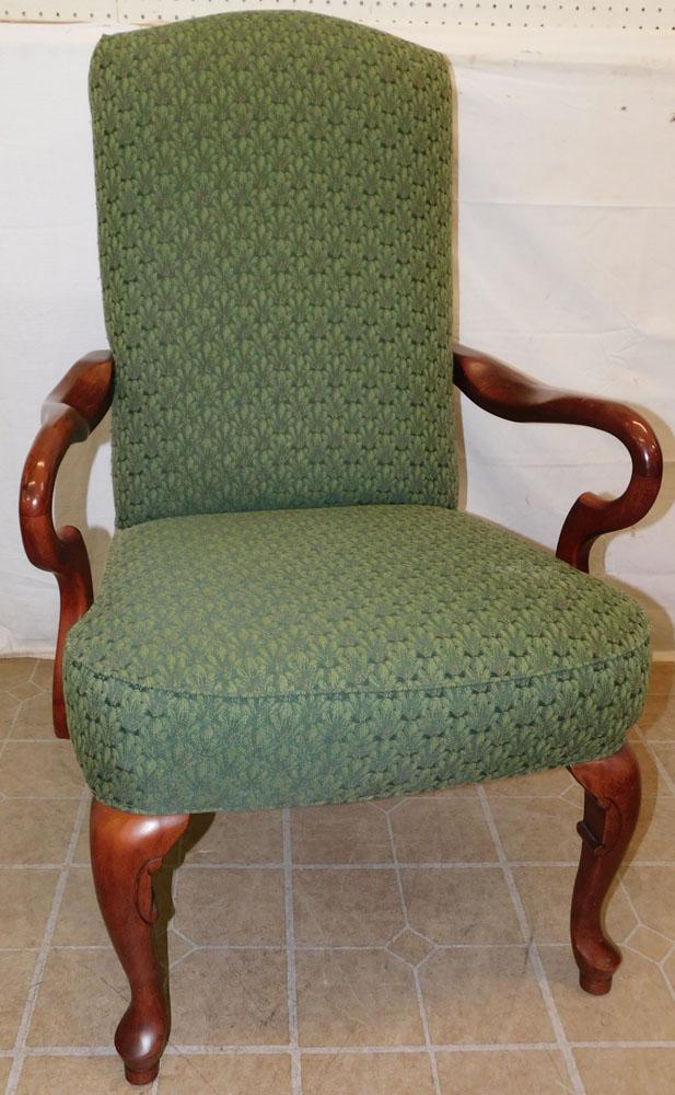 Cherry Upholstered Queen Ann Style Arm Chair (1 of 3)