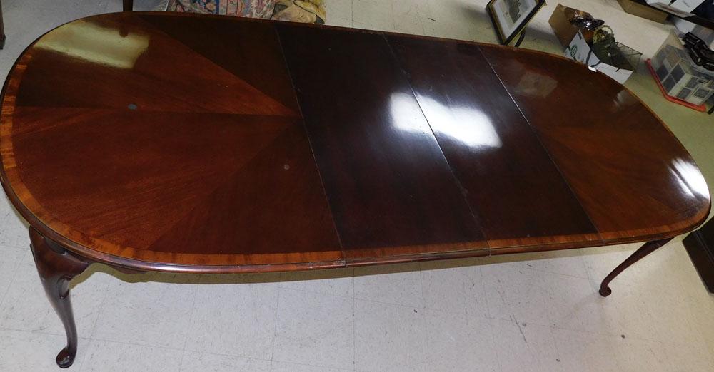 Mahogany Satinwood Banded Top Dining Table W/ 2 Leaves (1 of 4)