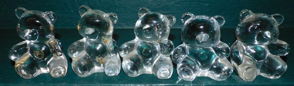 Lot 5 Art Glass Teddy Bear Paperweights (1 of 1)