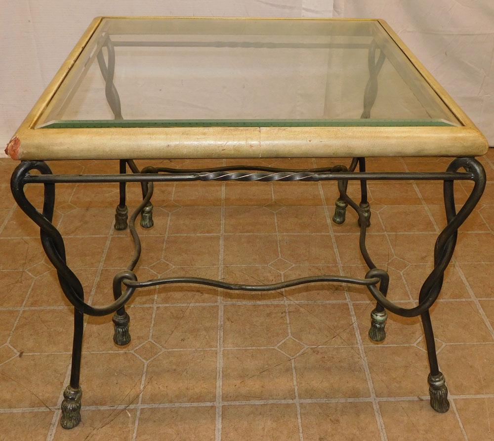 Glass Top Wrought Iron End Table (1 of 3)