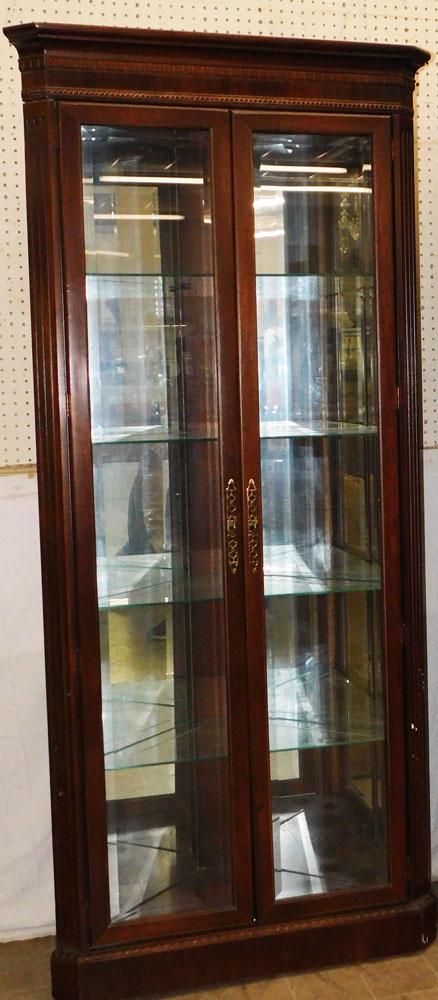 Cherry Lighted Corner Cabinet (1 of 5)