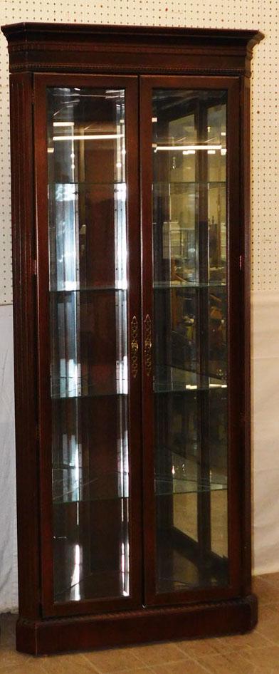 Cherry Lighted Corner Cabinet (1 of 4)