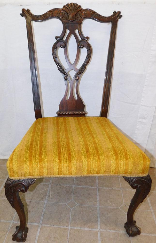 Mahogany Carved Chippendale Style Side Chair (1 of 3)
