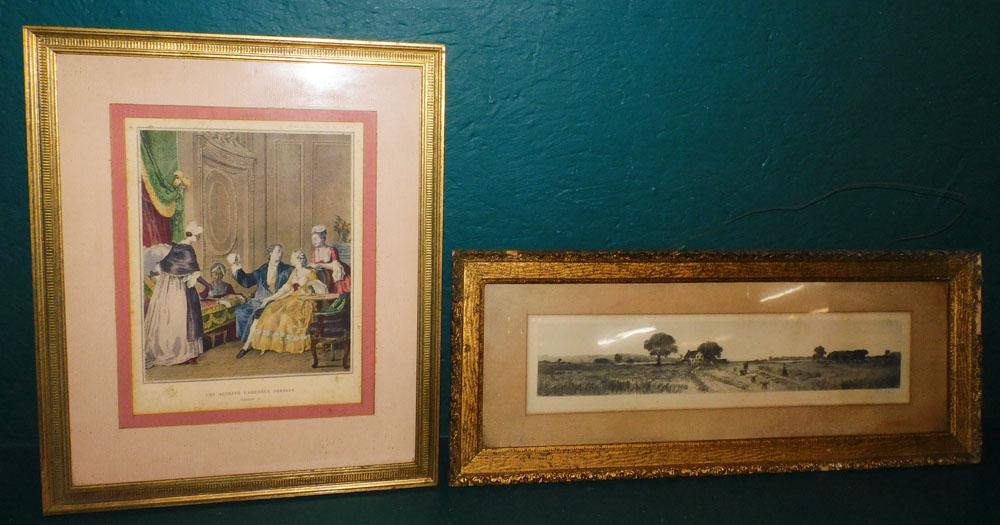 French Colored Engraving & Framed Etching (1 of 7)