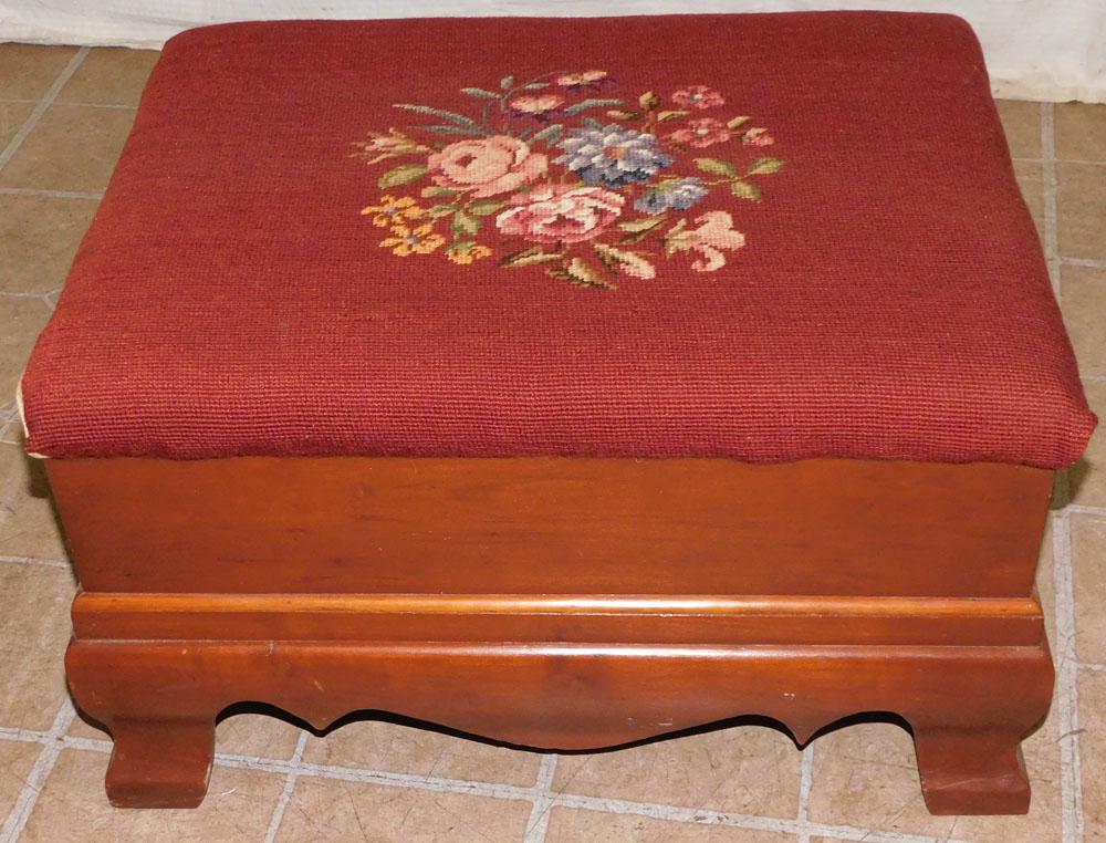 Cherry Empire Needlepoint Top Stool (1 of 3)