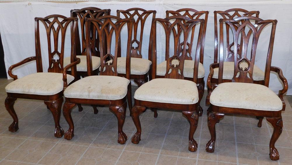 Set 8 Mahogany Chippendale Style Dining Chairs (1 of 6)