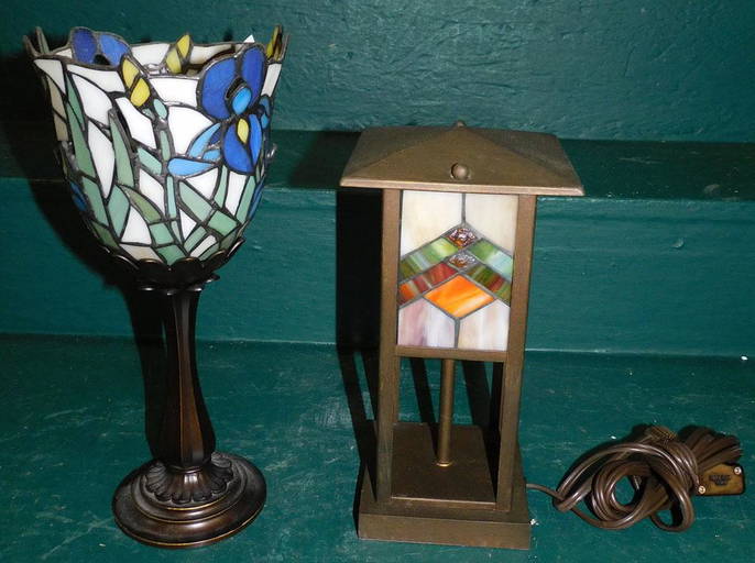 Two Leaded Stain Glass Lamps