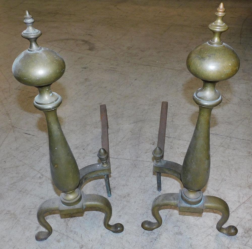 Pair Antique Brass Andirons (1 of 2)