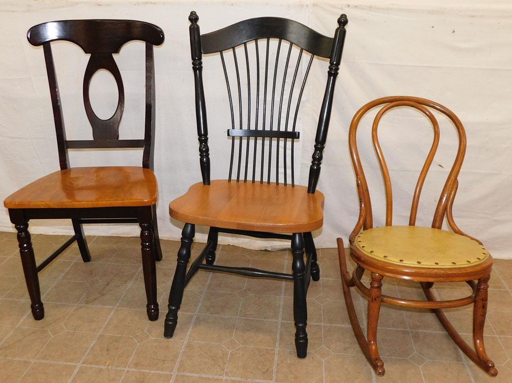 Two Side Chairs & Antique Rocking Chair (1 of 2)