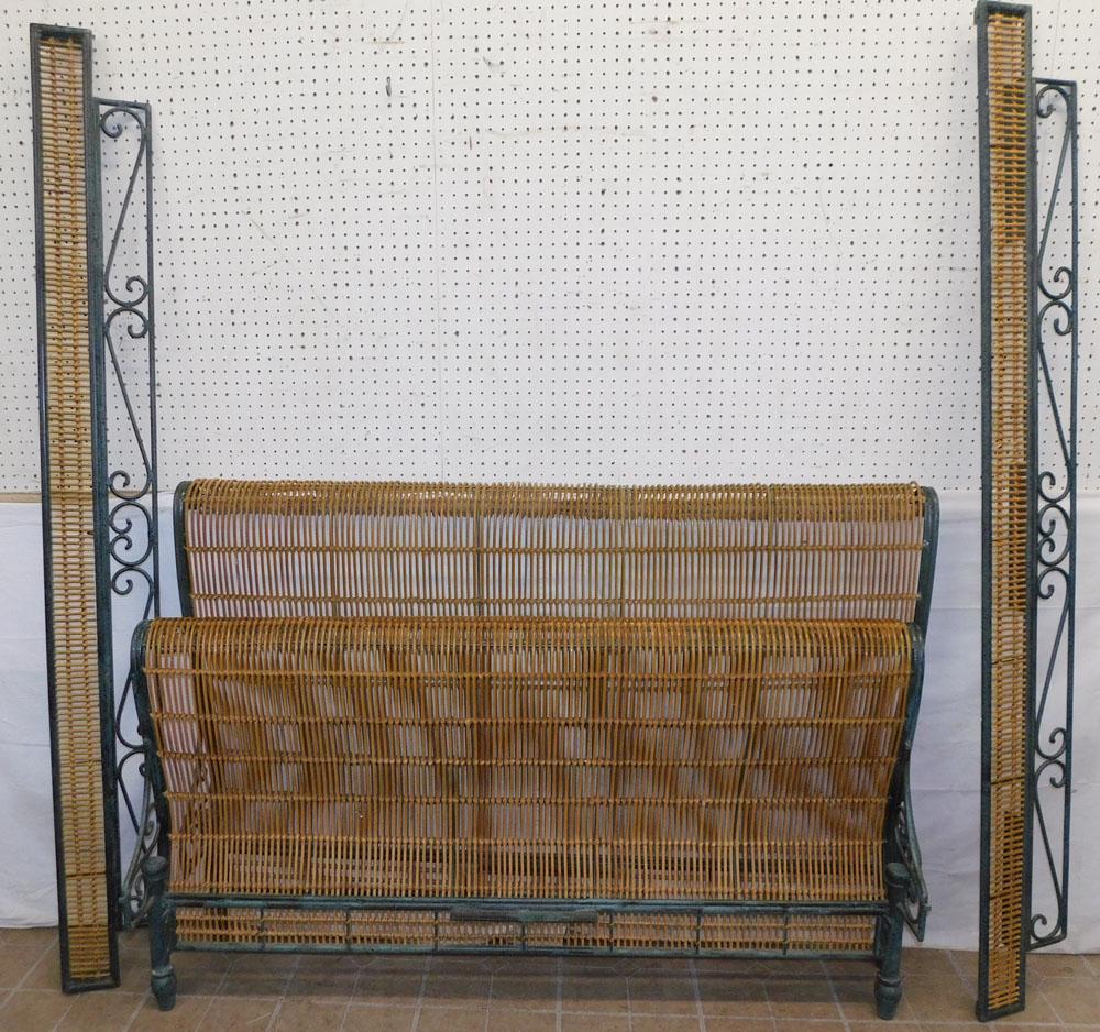 Painted Metal & Wicker Queen Size Bed (1 of 3)