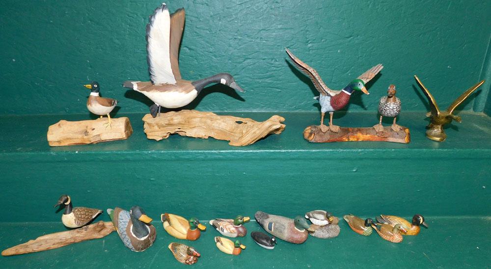 Lot Wood Carved Duck Decoys: Lot Wood Carved Duck Decoys. "ALL DESCRIPTIONS AND ANY CONDITION STATEMENT GIVEN BY LANGSTON AUCTION GALLERY ARE STRICTLY OPINIONS AND LANGSTON'S SHALL HAVE NO RESPONSIBILITY FOR ERRORS OR OMISSIONS. 