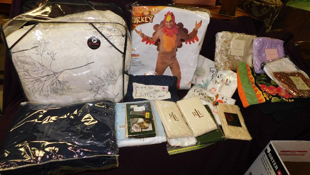 Lot Linens: Lot Linens. "ALL DESCRIPTIONS AND ANY CONDITION STATEMENT GIVEN BY LANGSTON AUCTION GALLERY ARE STRICTLY OPINIONS AND LANGSTON'S SHALL HAVE NO RESPONSIBILITY FOR ERRORS OR OMISSIONS. THE ABSENCE OF A