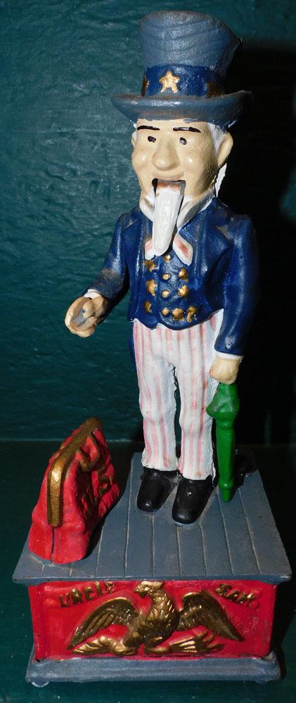 Painted Cast Iron Uncle Sam Bank (1 of 2)
