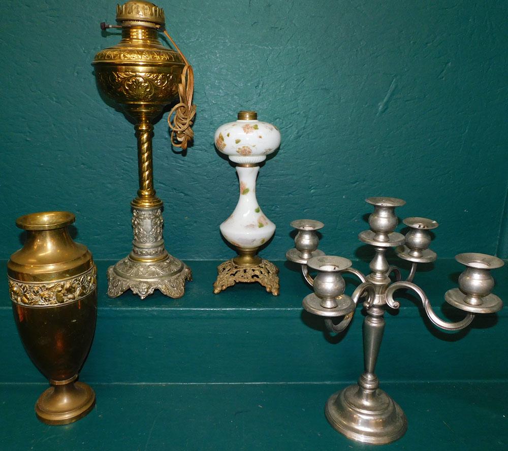 Two Antique Lamps - Brass Vase  - Candelabra (1 of 4)