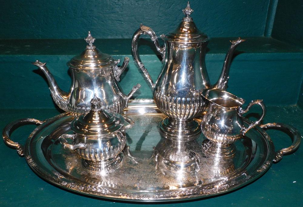 5 Piece Silver Plate Tea Set ( Tea Pot Handle Broken) (1 of 4)