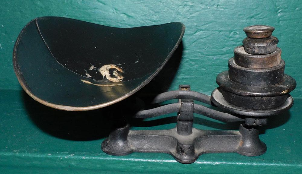 Antique Metal Scale W/ Weights (1 of 2)