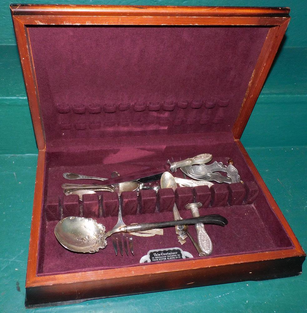 Mahogany Flatware Box W/ Contents (1 of 3)