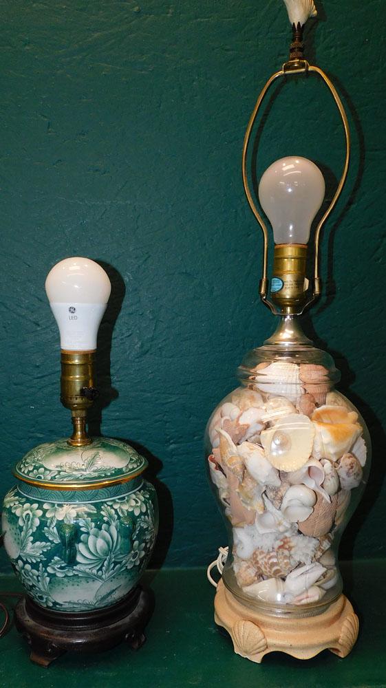 Sea Shell Lamp & Oriental Porcelain Lamp (1 of 3)