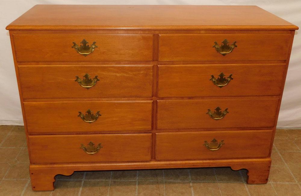 Maple 8 Drawer Chest By Whitney: Maple 8 Drawer Chest By Whitney. 52" W 20" D 36" H "ALL DESCRIPTIONS AND ANY CONDITION STATEMENT GIVEN BY LANGSTON AUCTION GALLERY ARE STRICTLY OPINIONS AND LANGSTON'S SHALL HAVE NO RESPONSIBILITY FOR
