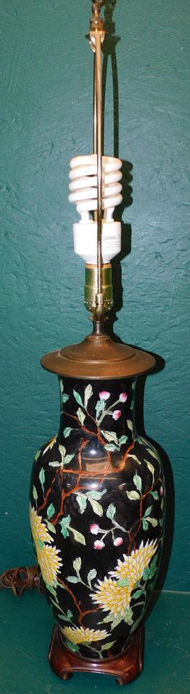 Paint Decorated Porcelain Lamp (1 of 2)