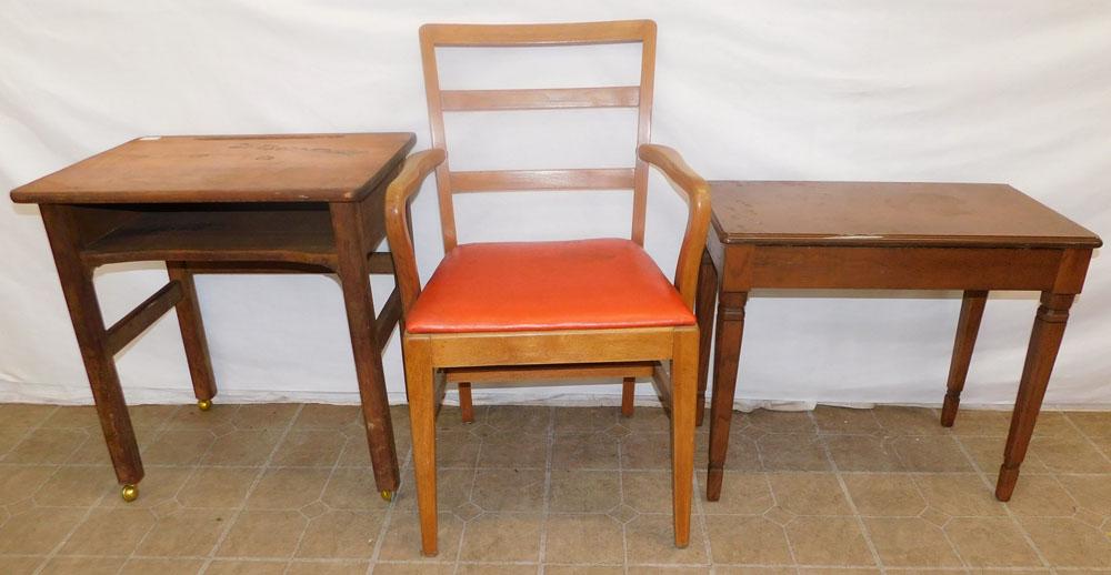 Childs Desk - Piano Stool - Walnut Arm Chair (1 of 4)