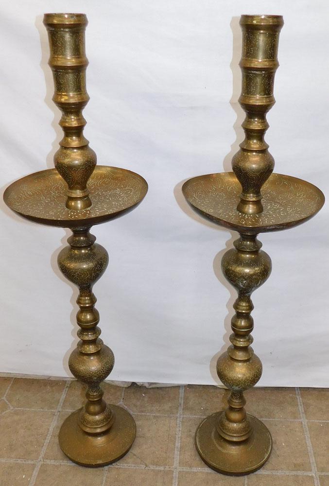 Pair Tall Brass Candlesticks (1 of 2)
