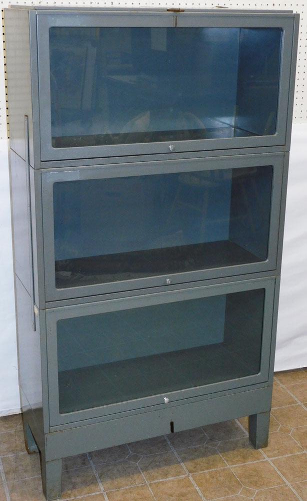 Metal U.S. Marine 3 Section Barrister Bookcase (1 of 5)