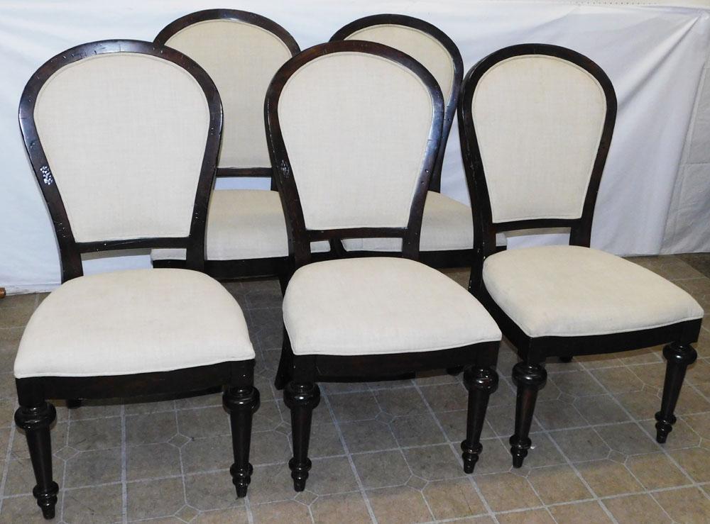 Set of 5 Upholstered Dining Chairs by Hekman: Set of 5 Upholstered Dining Chairs by Hekman. 42 1/2" H "ALL DESCRIPTIONS AND ANY CONDITION STATEMENT GIVEN BY LANGSTON AUCTION GALLERY ARE STRICTLY OPINIONS AND LANGSTON'S SHALL HAVE NO RESPONSIBILIT