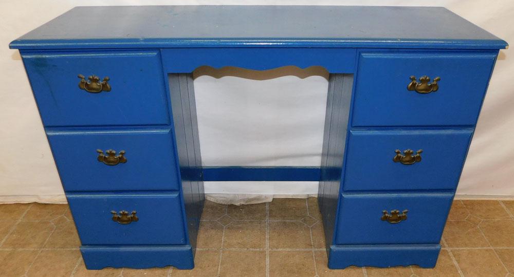 Painted Vanity: Painted Vanity. 44 1/4" W 15 1/2" D 28" H "ALL DESCRIPTIONS AND ANY CONDITION STATEMENT GIVEN BY LANGSTON AUCTION GALLERY ARE STRICTLY OPINIONS AND LANGSTON'S SHALL HAVE NO RESPONSIBILITY FOR ERRORS O