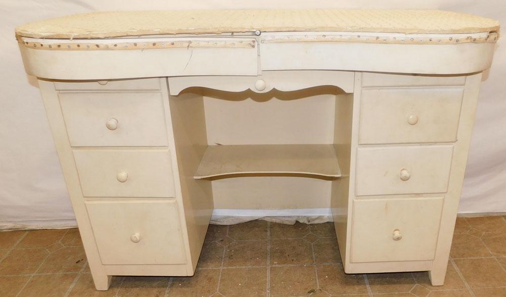 Painted Vanity: Painted Vanity. 44 3/4" W 20" D 30" H "ALL DESCRIPTIONS AND ANY CONDITION STATEMENT GIVEN BY LANGSTON AUCTION GALLERY ARE STRICTLY OPINIONS AND LANGSTON'S SHALL HAVE NO RESPONSIBILITY FOR ERRORS OR OM