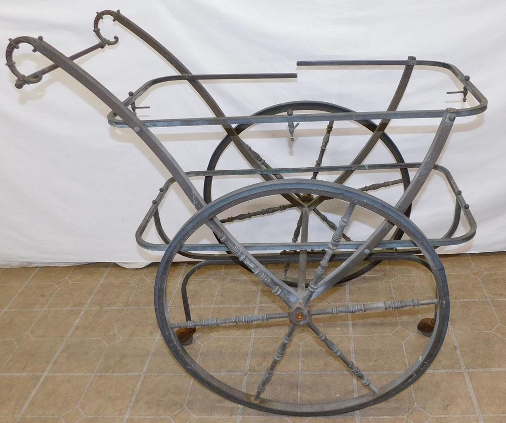 Brass Tea Cart Frame (As Is): Brass Tea Cart Frame (As Is). 22" W 38 1/2" D 38 1/4" H "ALL DESCRIPTIONS AND ANY CONDITION STATEMENT GIVEN BY LANGSTON AUCTION GALLERY ARE STRICTLY OPINIONS AND LANGSTON'S SHALL HAVE NO RESPONSIBILIT