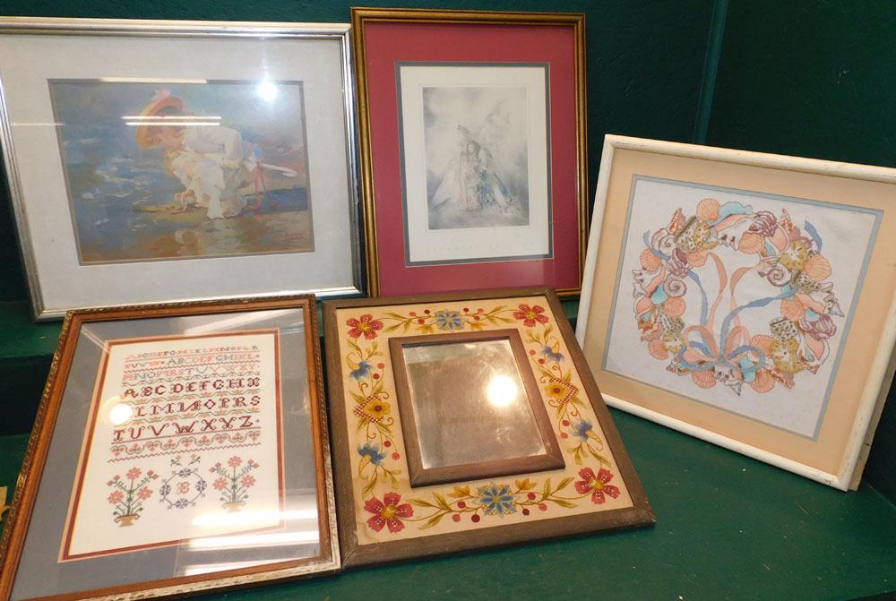 Lot Framed Prints & Needleworks (1 of 6)