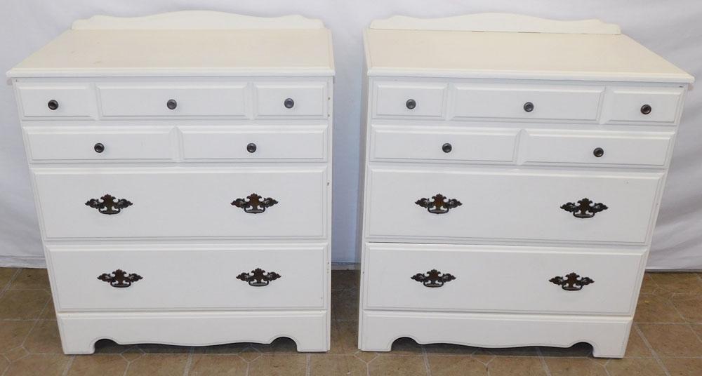 Pair Painted 3 Drawer Chest (1 of 4)