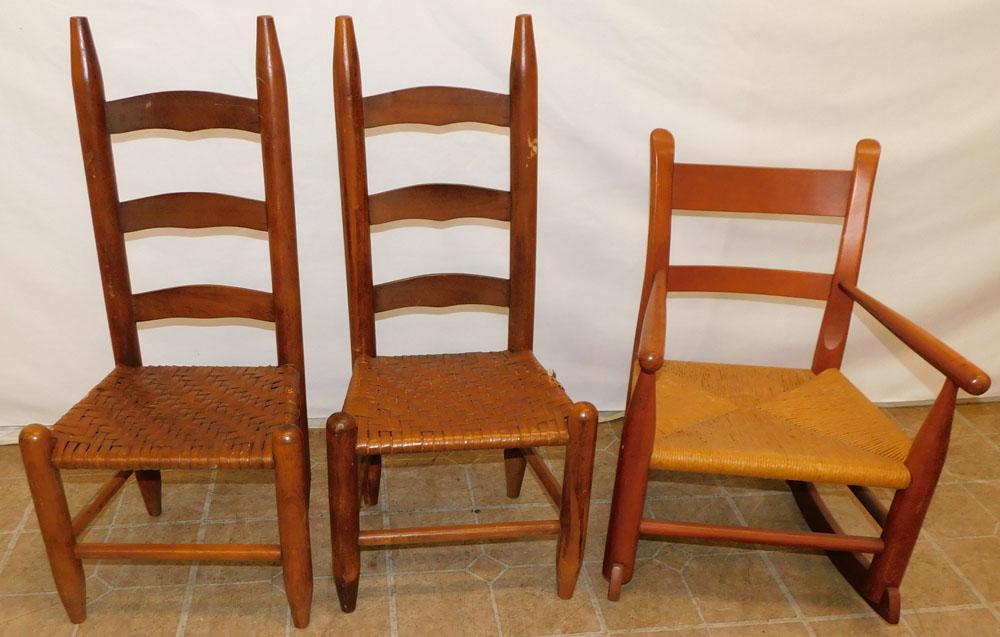 Childs Rocker & 2 Ladder Back Side Chairs (1 of 4)