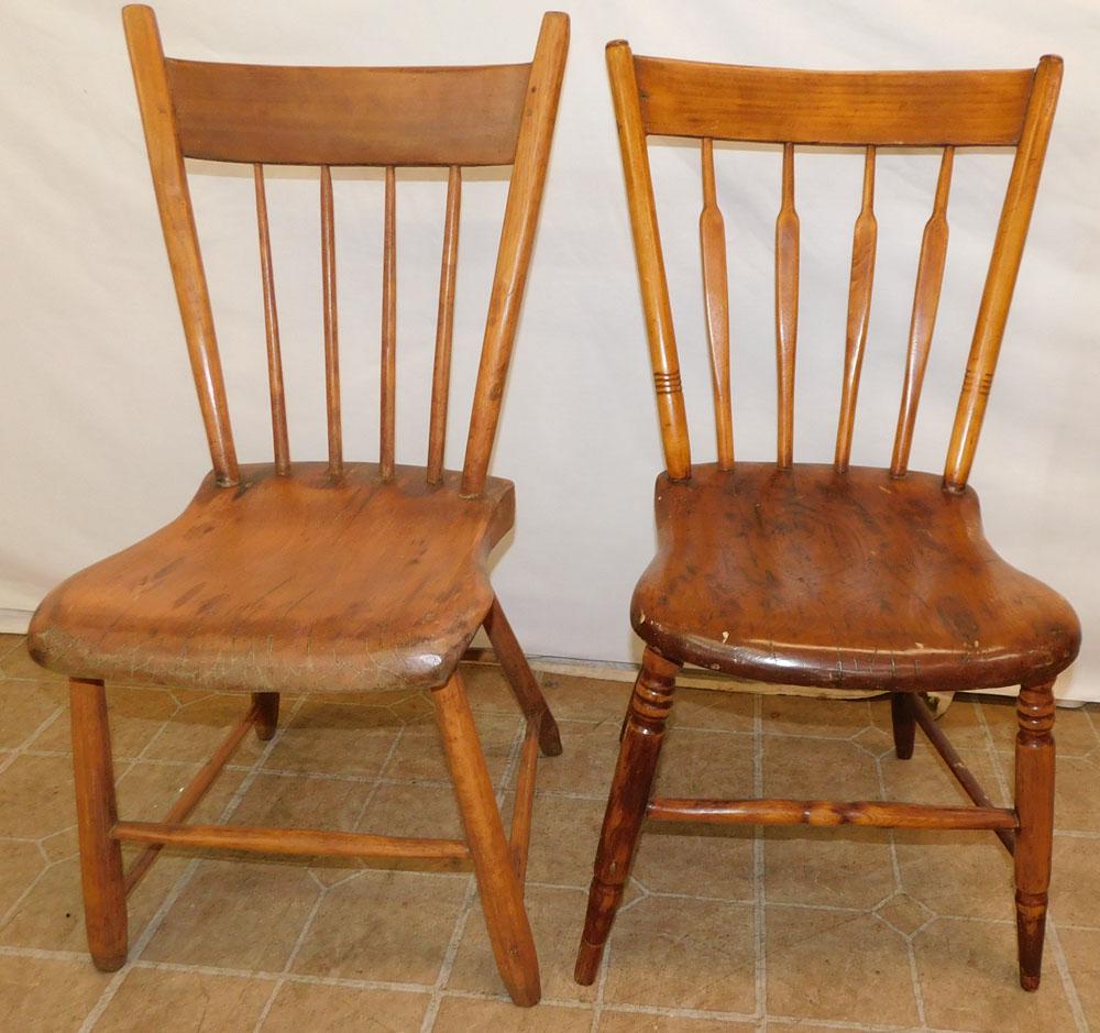 Two Antique Plank Bottom Side Chairs (1 of 3)