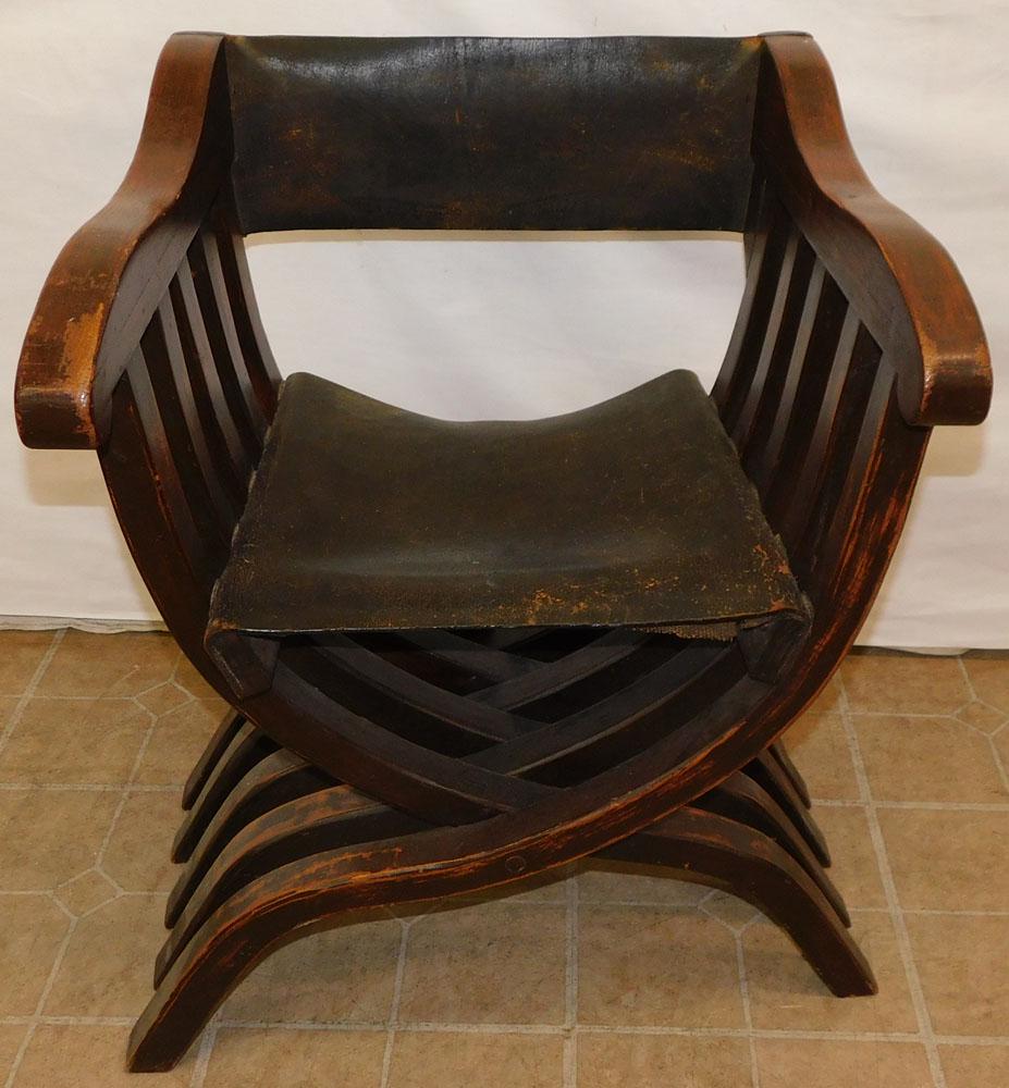 Oak & Leather Folding Chair (1 of 3)