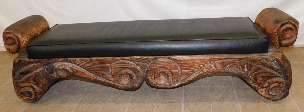 Antique Pine Carved Bench (1 of 3)