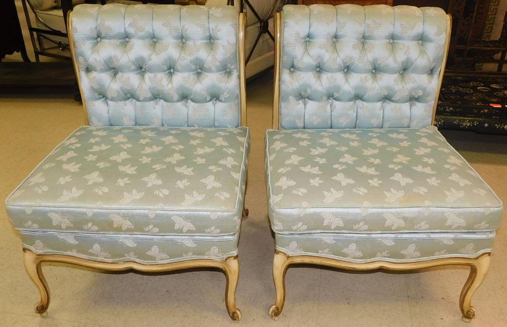 Pair French Painted Upholstered Chairs (1 of 4)