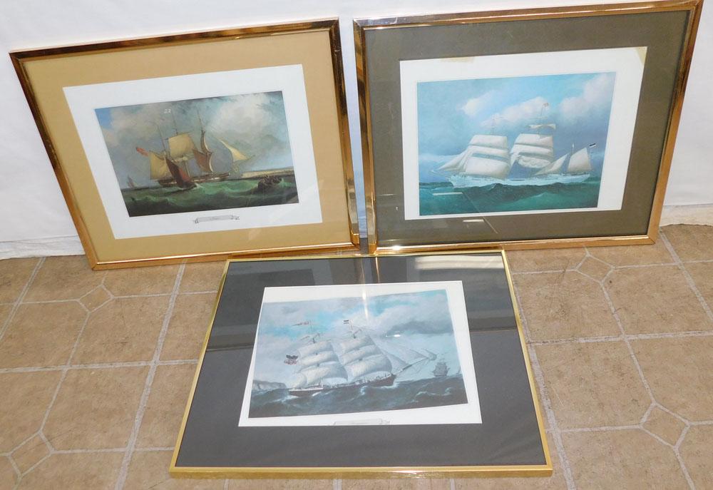 Three Framed Ship Prints (1 of 7)
