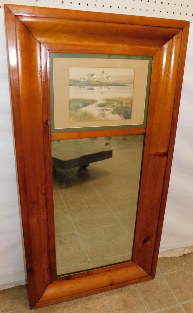 Antique Pine Ogee Framed Mirror (1 of 3)