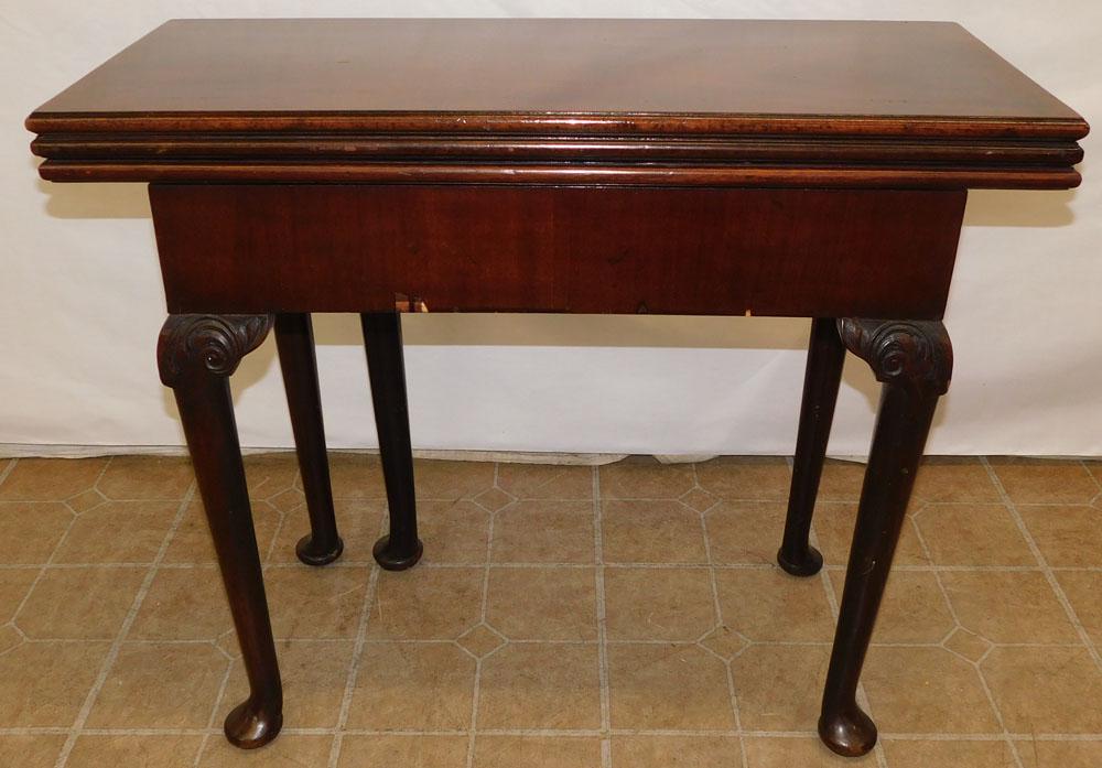 19th C Mahogany Triple Fold Over Checkerboard Top Game Table with Guinea Pockets (1 of 13)