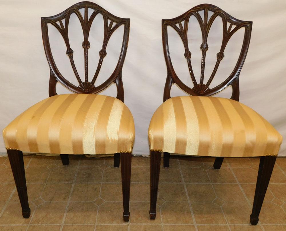 Pair of Antique Wheat Carved Shield Back Side Chairs (1 of 5)